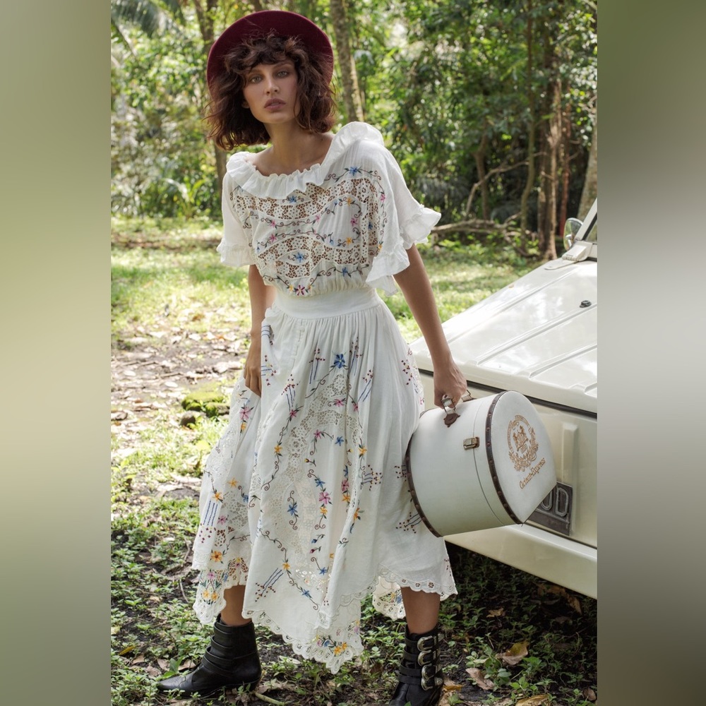 UNICORN SELL once upon a song fillyboo lace embroidered batwing dress size xs